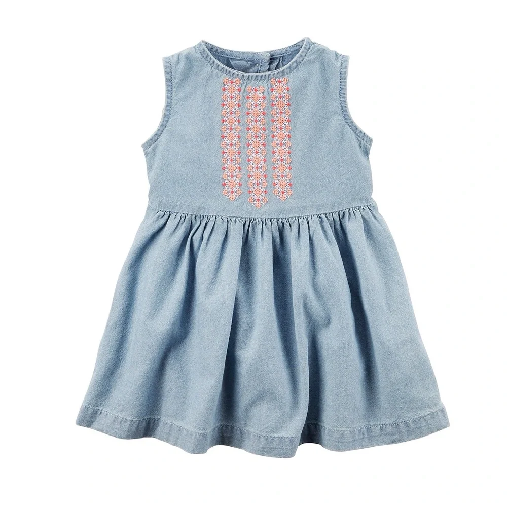 Carter's Baby Girls' Chambray Embroidered Dress